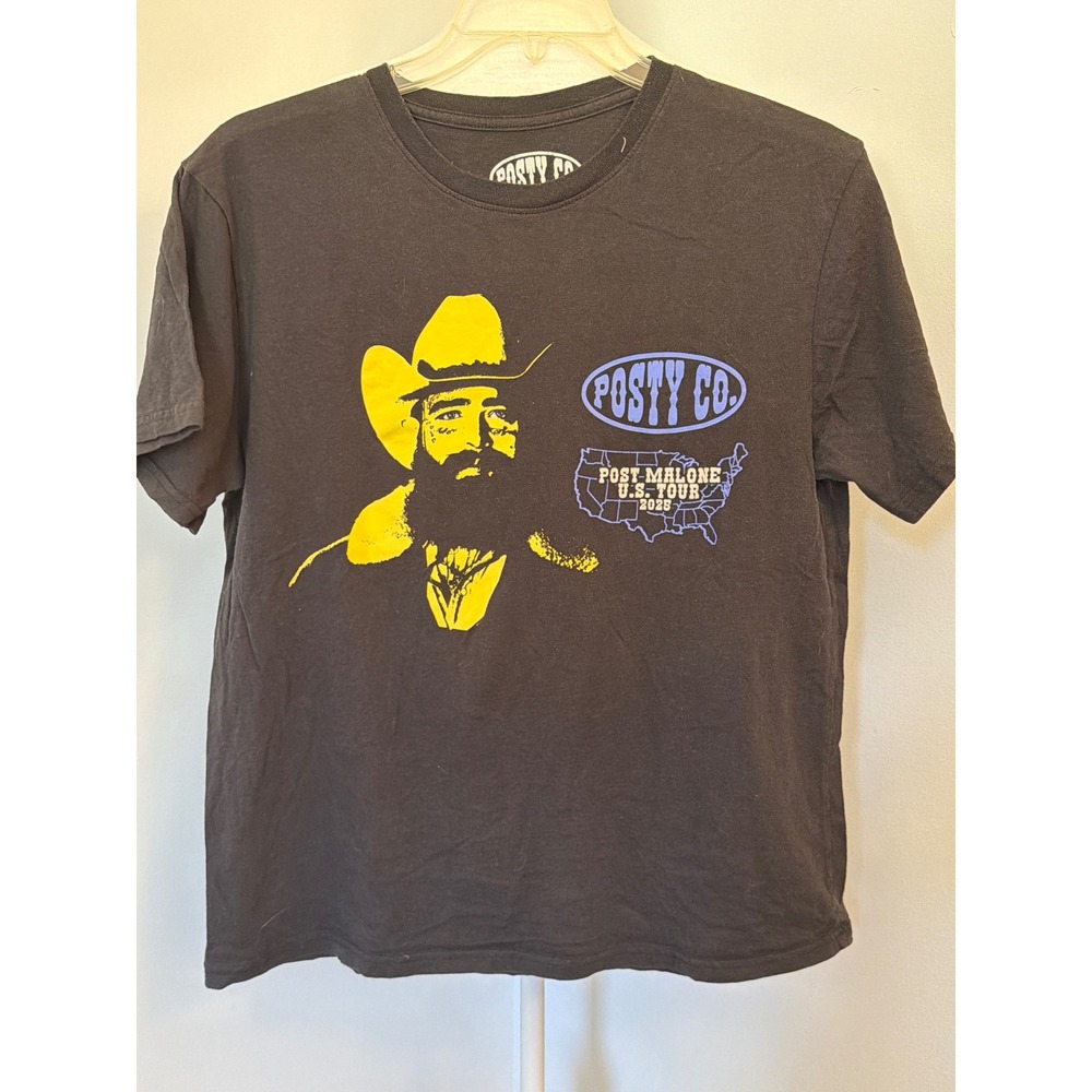 Posty Co Post Malone U.S. Tour 2025 Graphic T-Shirt Black 1X Concert Merch